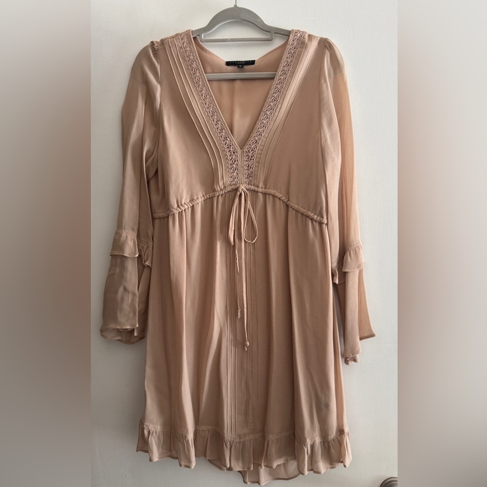 Stylish Beige Long Sleeve Dress